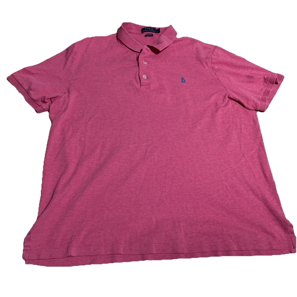 Polo Ralph Lauren Polo‎ Shirt Mens L Classic Fit Short Sleeve Pink Blue Pony